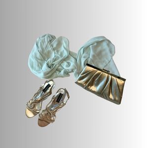 Gunne Sax Purse, Jessica McClintock Scarf with Sandals, Y2K Accessories Bundle